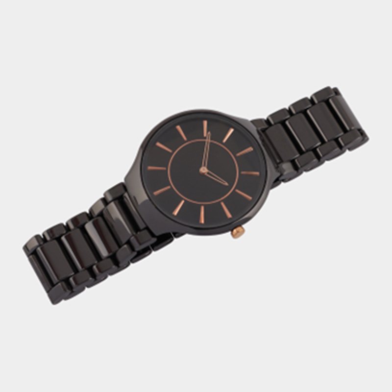 STAINLESS STEEL BLACK QUARTZ WATCH NO SECOND HAND shijinwatch